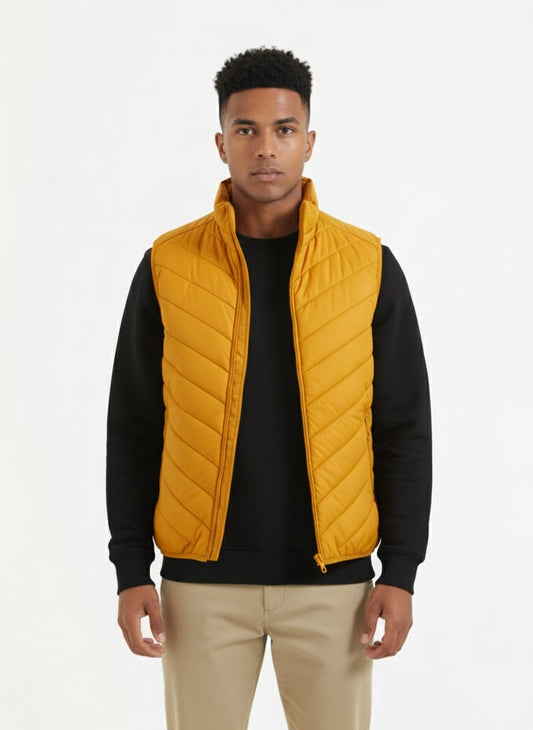 Men's Quilted Gilet Jacket Yellow