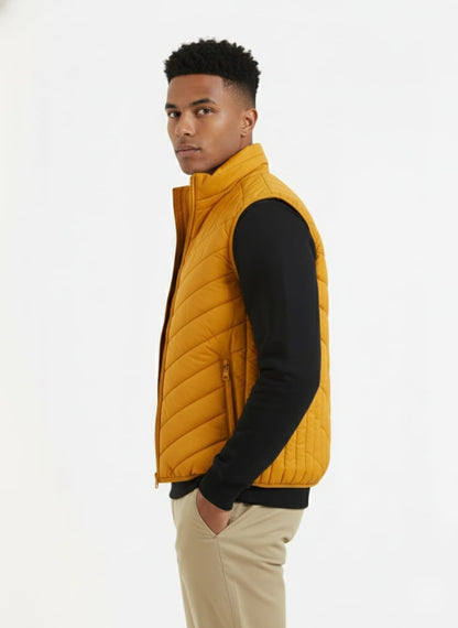 Men's Quilted Gilet Jacket Yellow